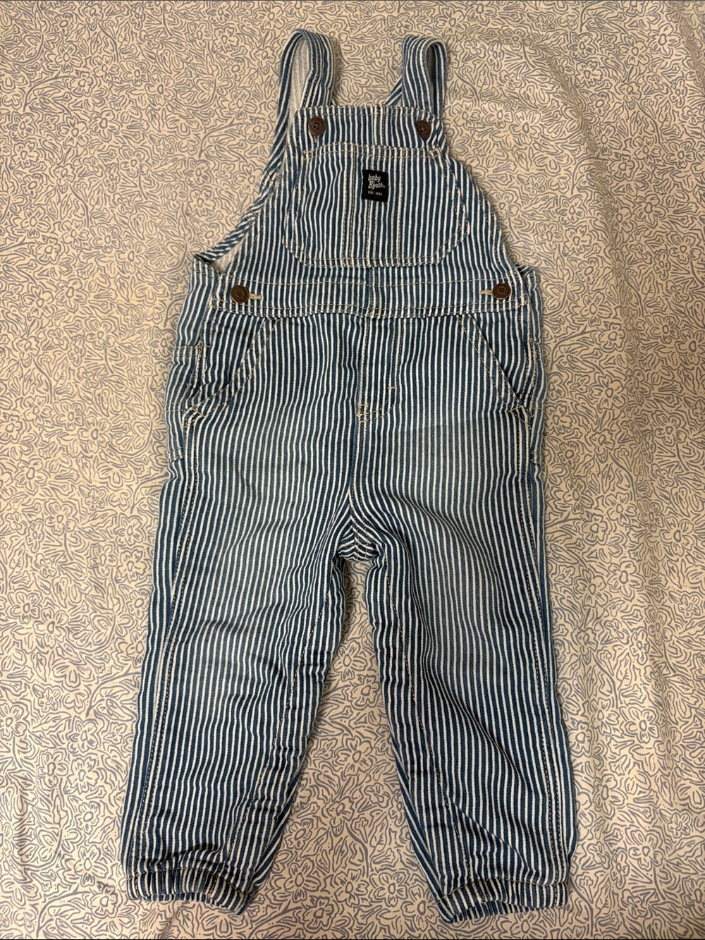 Striped Blue Kids Overalls with Adjustable Straps